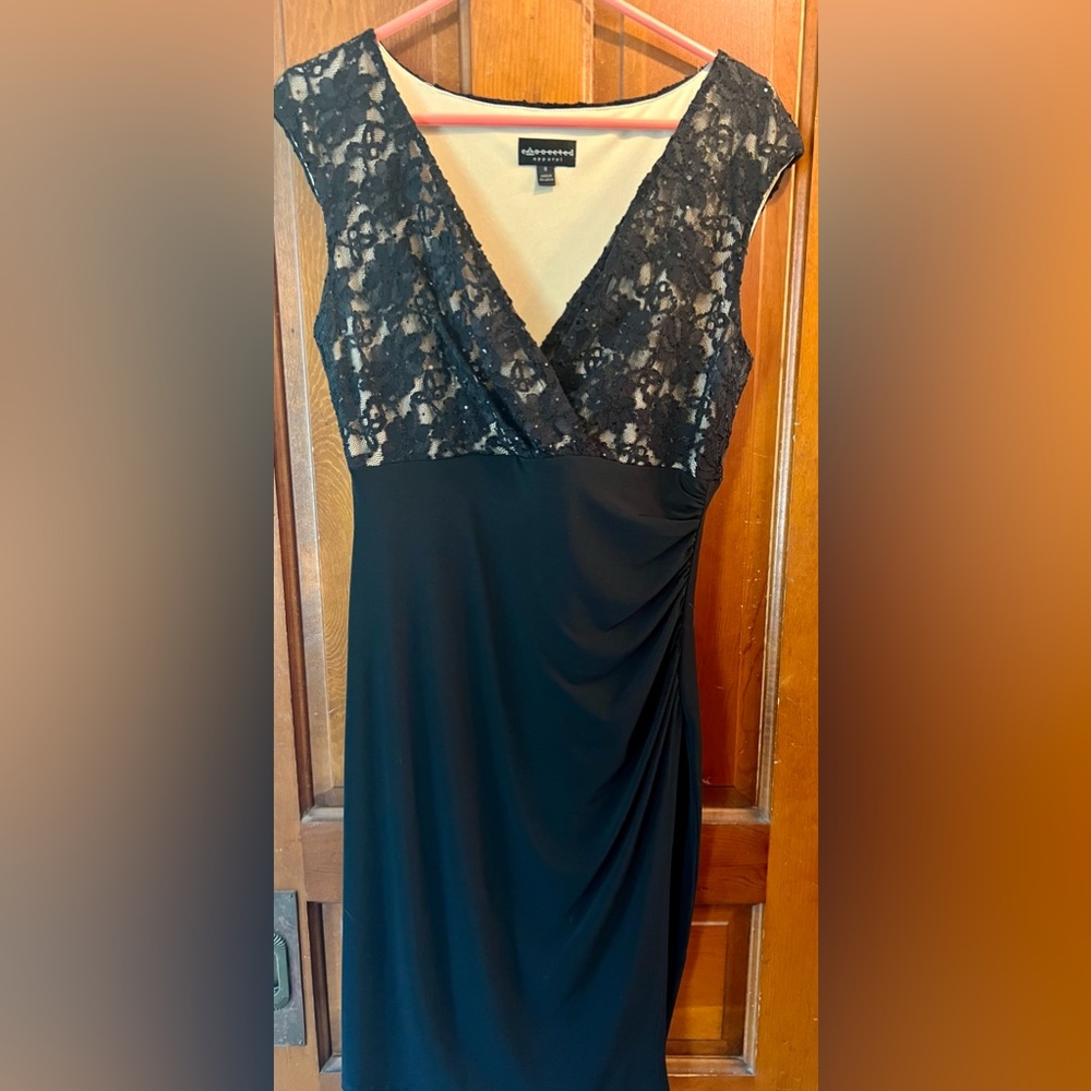 Black cocktail dress mid length dress size 8